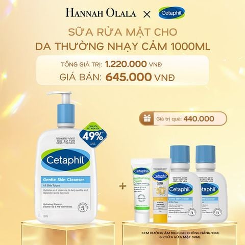  DEAL 1: SỮA RỬA MẶT DỊU LÀNH CHO DA NHẠY CẢM CETAPHIL GENTLE SKIN CLEANSER 1000ML 