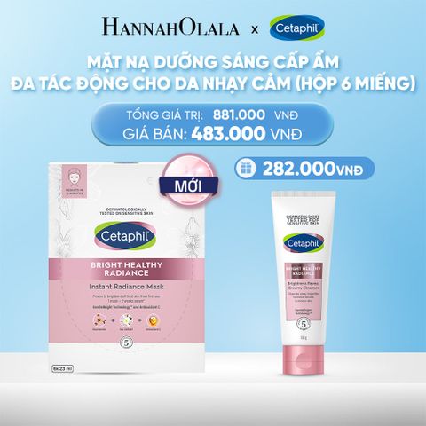  DEAL 16: HỘP 6 MẶT NẠ LÀM SÁNG DỊU LÀNH CHO DA NHẠY CẢM CETAPHIL BRIGHT HEALTHY RADIANCE FACE MASK 
