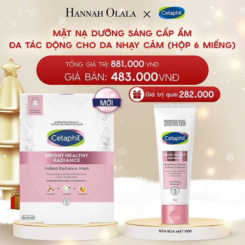  DEAL 16: HỘP 6 MẶT NẠ LÀM SÁNG DỊU LÀNH CHO DA NHẠY CẢM CETAPHIL BRIGHT HEALTHY RADIANCE FACE MASK 