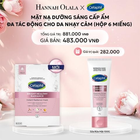 E415: DEAL 16: HỘP 6 MẶT NẠ LÀM SÁNG DỊU LÀNH CHO DA NHẠY CẢM CETAPHIL BRIGHT HEALTHY RADIANCE FACE MASK 