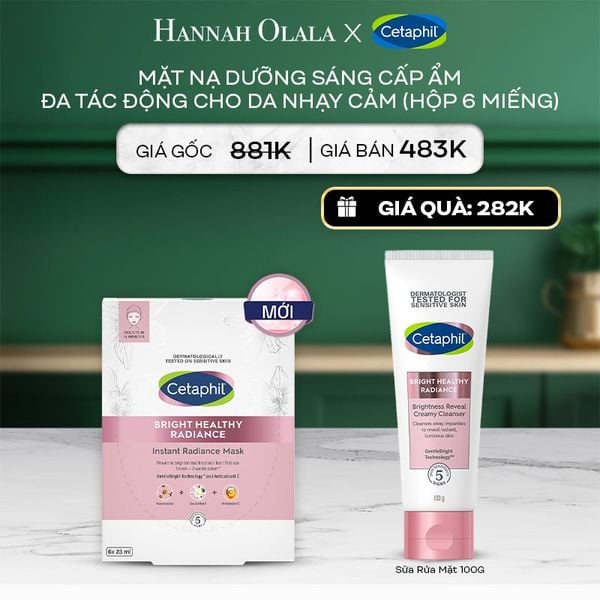  A33_DEAL 16: HỘP 6 MẶT NẠ LÀM SÁNG DỊU LÀNH CHO DA NHẠY CẢM CETAPHIL BRIGHT HEALTHY RADIANCE FACE MASK 
