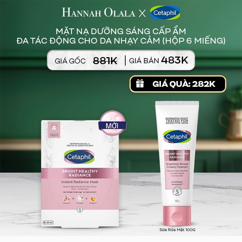  A33_DEAL 16: HỘP 6 MẶT NẠ LÀM SÁNG DỊU LÀNH CHO DA NHẠY CẢM CETAPHIL BRIGHT HEALTHY RADIANCE FACE MASK 