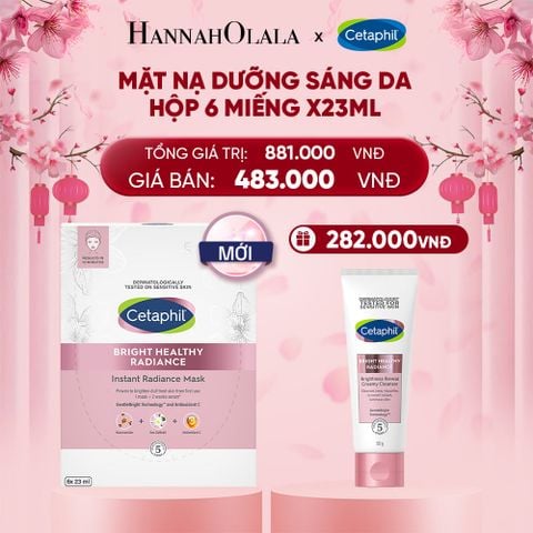  DEAL 16: HỘP 6 MẶT NẠ LÀM SÁNG DỊU LÀNH CHO DA NHẠY CẢM CETAPHIL BRIGHT HEALTHY RADIANCE FACE MASK 