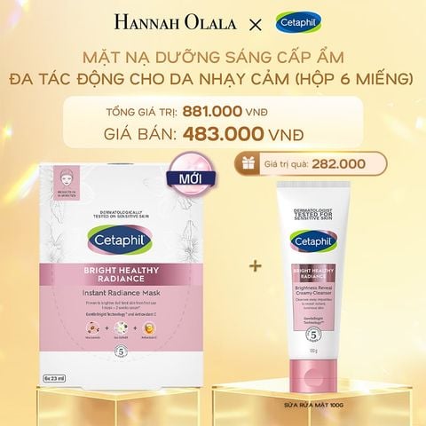  DEAL 16: HỘP 6 MẶT NẠ LÀM SÁNG DỊU LÀNH CHO DA NHẠY CẢM CETAPHIL BRIGHT HEALTHY RADIANCE FACE MASK 