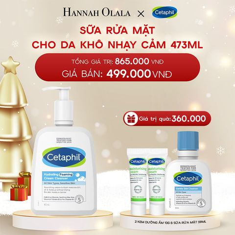  DEAL 18: SỮA RỬA MẶT TẠO BỌT DỊU LÀNH CHO DA KHÔ NHẠY CẢM CETAPHIL HYDRATING FOAMING CREAM CLEANSER 473ML 