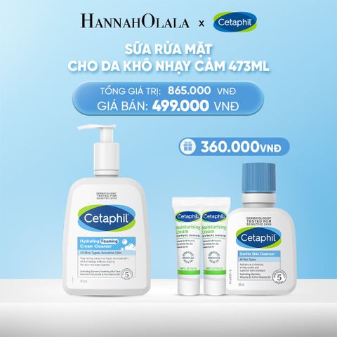  DEAL 18: SỮA RỬA MẶT TẠO BỌT DỊU LÀNH CHO DA KHÔ NHẠY CẢM CETAPHIL HYDRATING FOAMING CREAM CLEANSER 473ML 