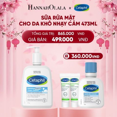  DEAL 18: SỮA RỬA MẶT TẠO BỌT DỊU LÀNH CHO DA KHÔ NHẠY CẢM CETAPHIL HYDRATING FOAMING CREAM CLEANSER 473ML 