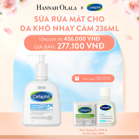  A169_DEAL 2: SỮA RỬA MẶT TẠO BỌT DỊU LÀNH CHO DA KHÔ NHẠY CẢM CETAPHIL HYDRATING FOAMING CREAM CLEANSER 236ML 