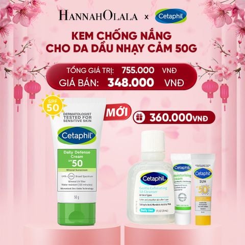  DEAL 5: KEM CHỐNG NẮNG DƯỠNG ẨM 2IN1 CHO DA DẦU NHẠY CẢM CETAPHIL DAILY DEFENSE CREAM SPF50 50G 