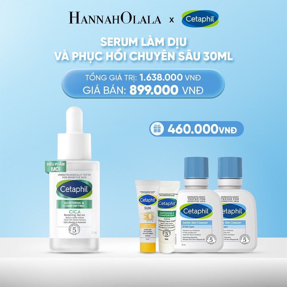  DEAL 4: TINH CHẤT LÀM DỊU VÀ PHỤC HỒI CHUYÊN SÂU CETAPHIL SOOTHING AND COMFORTING CICA RESTORING SERUM 30ML 