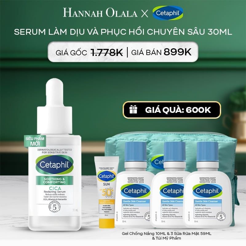  A37_DEAL 4: TINH CHẤT LÀM DỊU VÀ PHỤC HỒI CHUYÊN SÂU CETAPHIL SOOTHING AND COMFORTING CICA RESTORING SERUM 30ML 
