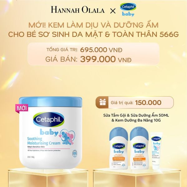  DEAL 12: [MỚI] KEM LÀM DỊU VÀ DƯỠNG ẨM CHO BÉ CETAPHIL BABY SOOTHING & MOISTURISING CREAM HŨ 566G 