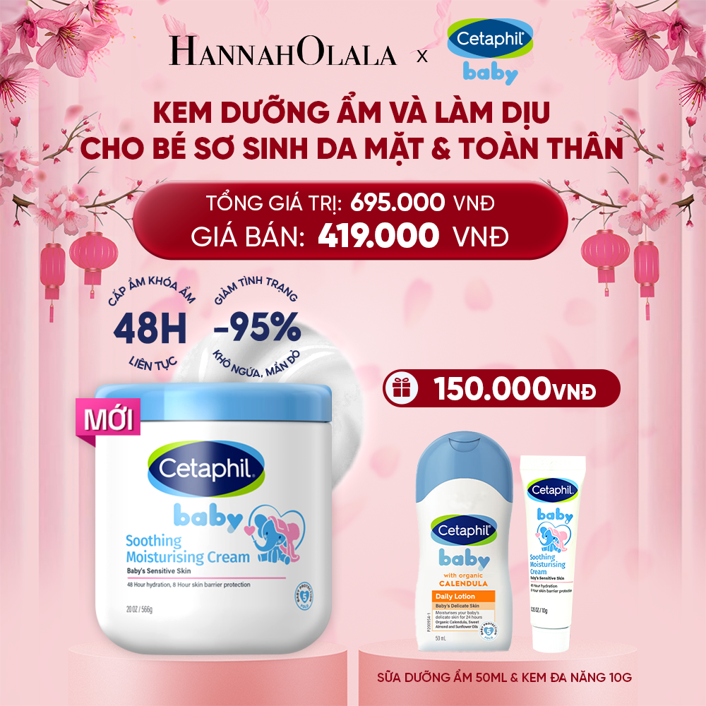  DEAL 12: [MỚI] KEM LÀM DỊU VÀ DƯỠNG ẨM CHO BÉ CETAPHIL BABY SOOTHING & MOISTURISING CREAM HŨ 566G 