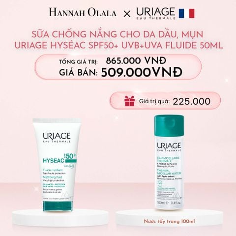  E1074: DEAL 5: SỮA CHỐNG NẮNG CHO DA DẦU, MỤN URIAGE HYSÉAC SPF50+ UVB+UVA FLUIDE 50ML 