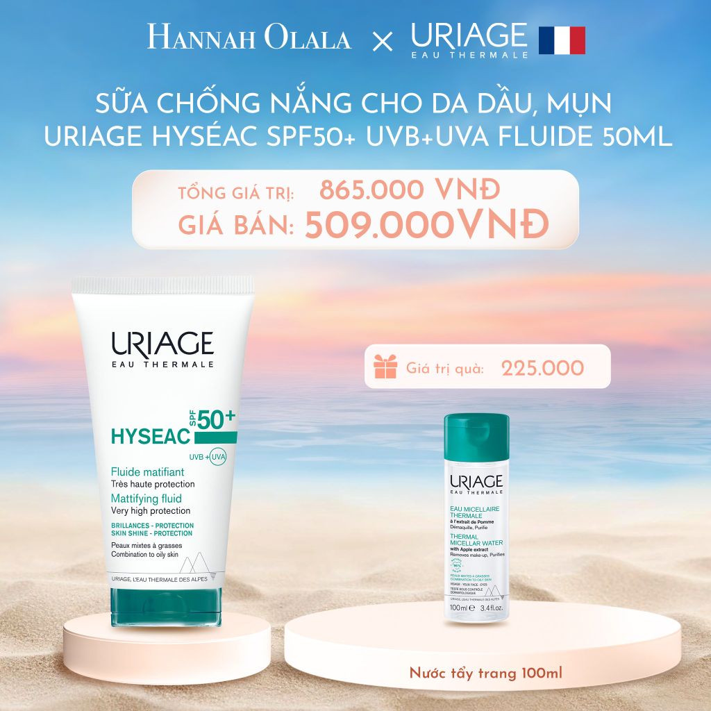  C804_DEAL 5: SỮA CHỐNG NẮNG CHO DA DẦU, MỤN URIAGE HYSÉAC SPF50+ UVB+UVA FLUIDE 50ML 