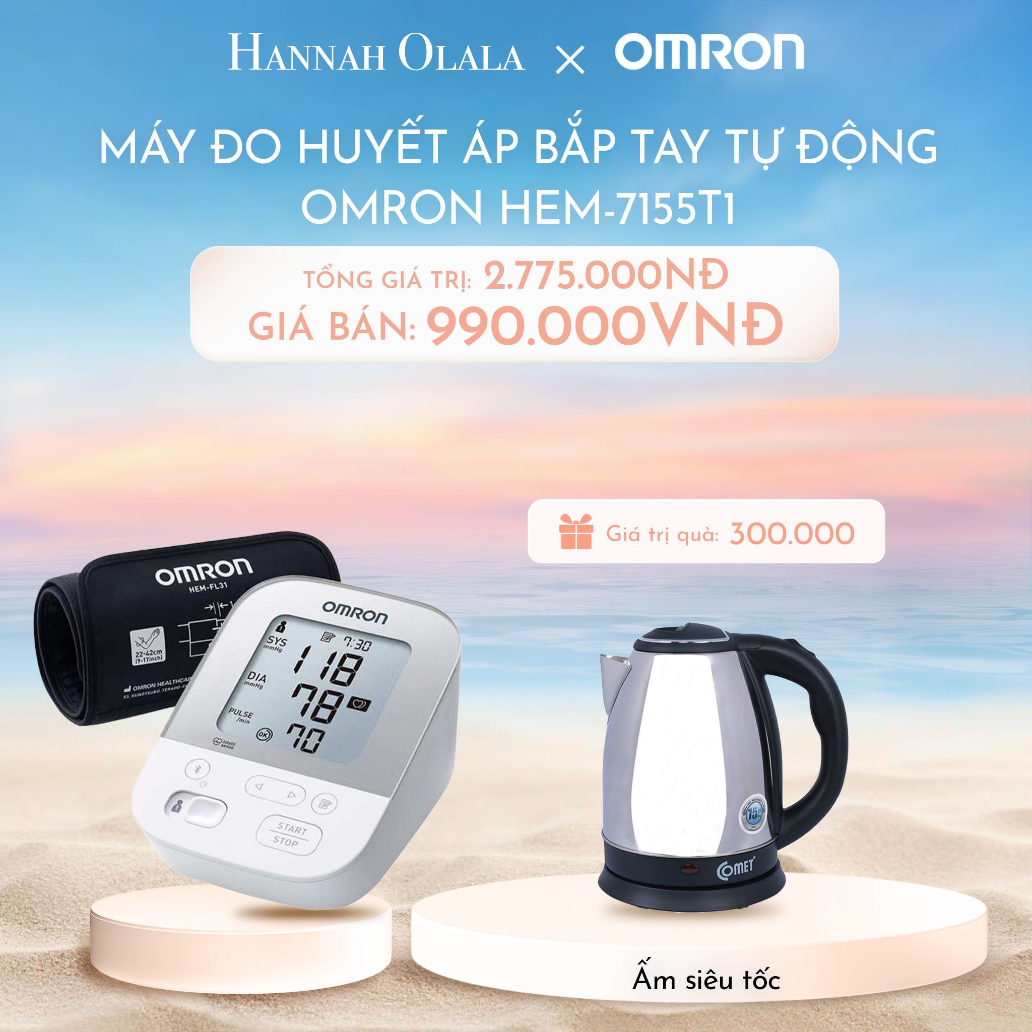  C271_DEAL 3:MÁY ĐO HUYẾT ÁP BẮP TAY TỰ ĐỘNG OMRON HEM-7155T1 