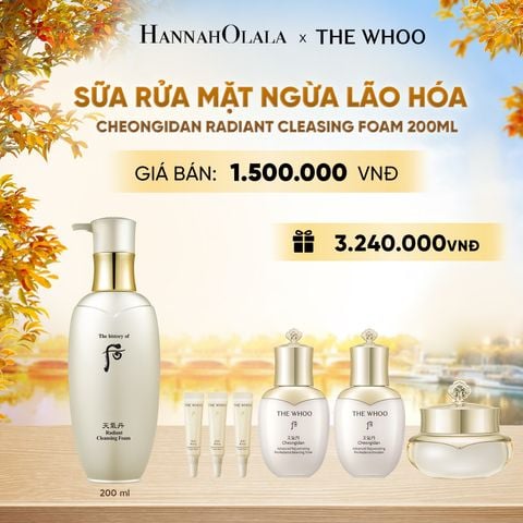  SỮA RỬA MẶT NGỪA LÃO HÓA WHOO CHEONGIDAN RADIANT CLEASING FOAM 200ML - E2146 