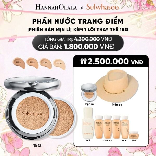  PHẤN NƯỚC TRANG ĐIỂM MỊN LÌ 24H (KÈM LÕI THAY THẾ) SULWHASOO PERFECTING CUSHION 15GX2 