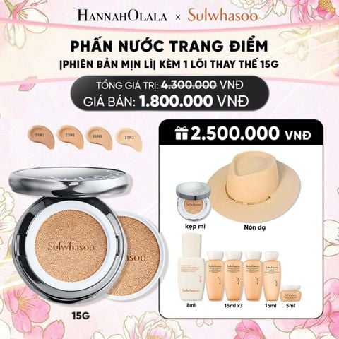  PHẤN NƯỚC TRANG ĐIỂM MỊN LÌ 24H (KÈM LÕI THAY THẾ) SULWHASOO PERFECTING CUSHION 15GX2 