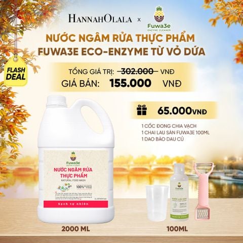  NƯỚC NGÂM RỬA THỰC PHẨM FUWA3E LÀM SẠCH RAU CỦ QUẢ, KHỬ MÙI CÁ THỊT 2L - DEAL 18 - E650 