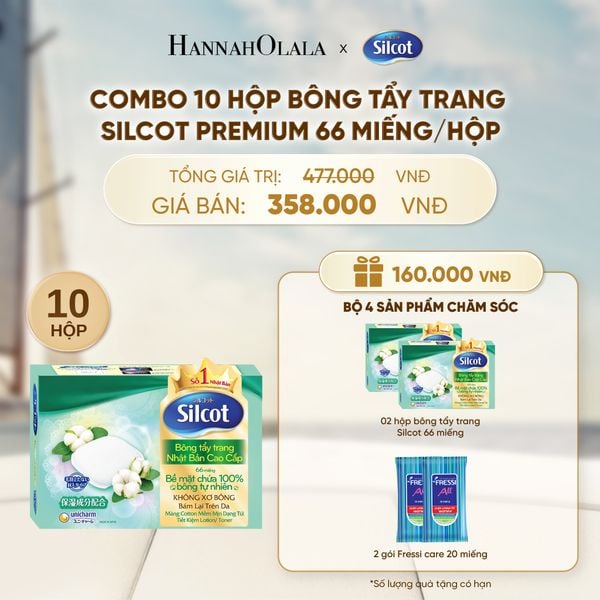  COMBO 10 HỘP BÔNG TRANG ĐIỂM (BÔNG TẨY TRANG) CAO CẤP SILCOT PREMIUM 66 MIẾNG/HỘP - DEAL 2 - A275 
