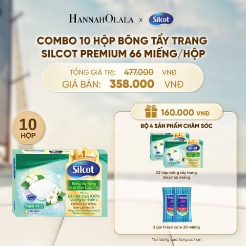  COMBO 10 HỘP BÔNG TRANG ĐIỂM (BÔNG TẨY TRANG) CAO CẤP SILCOT PREMIUM 66 MIẾNG/HỘP - DEAL 2 - A275 