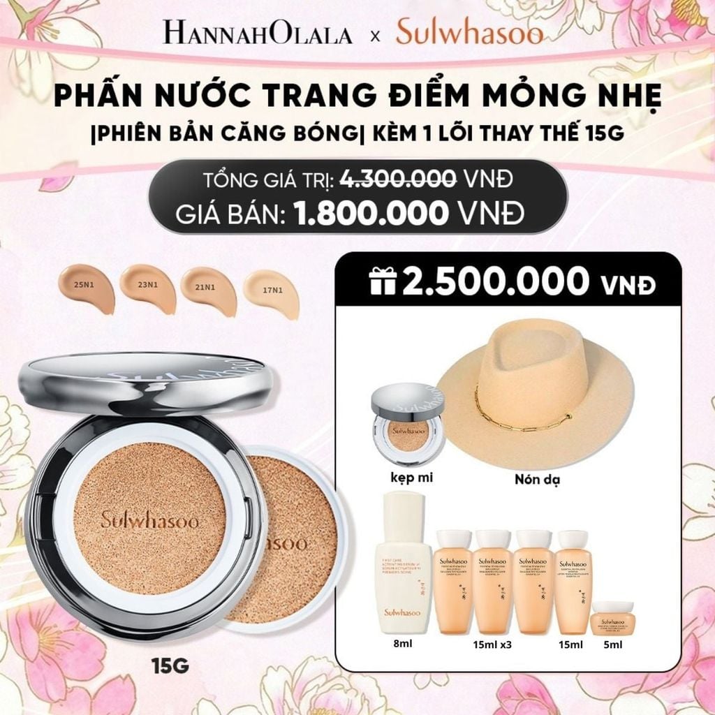  PHẤN NƯỚC TRANG ĐIỂM MỎNG NHẸ SÁNG TRONG (KÈM LÕI THAY THẾ) SULWHASOO PERFECTING CUSHION AIRY 15GX2 