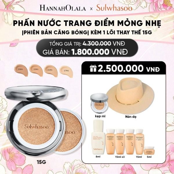  PHẤN NƯỚC TRANG ĐIỂM MỎNG NHẸ SÁNG TRONG (KÈM LÕI THAY THẾ) SULWHASOO PERFECTING CUSHION AIRY 15GX2 