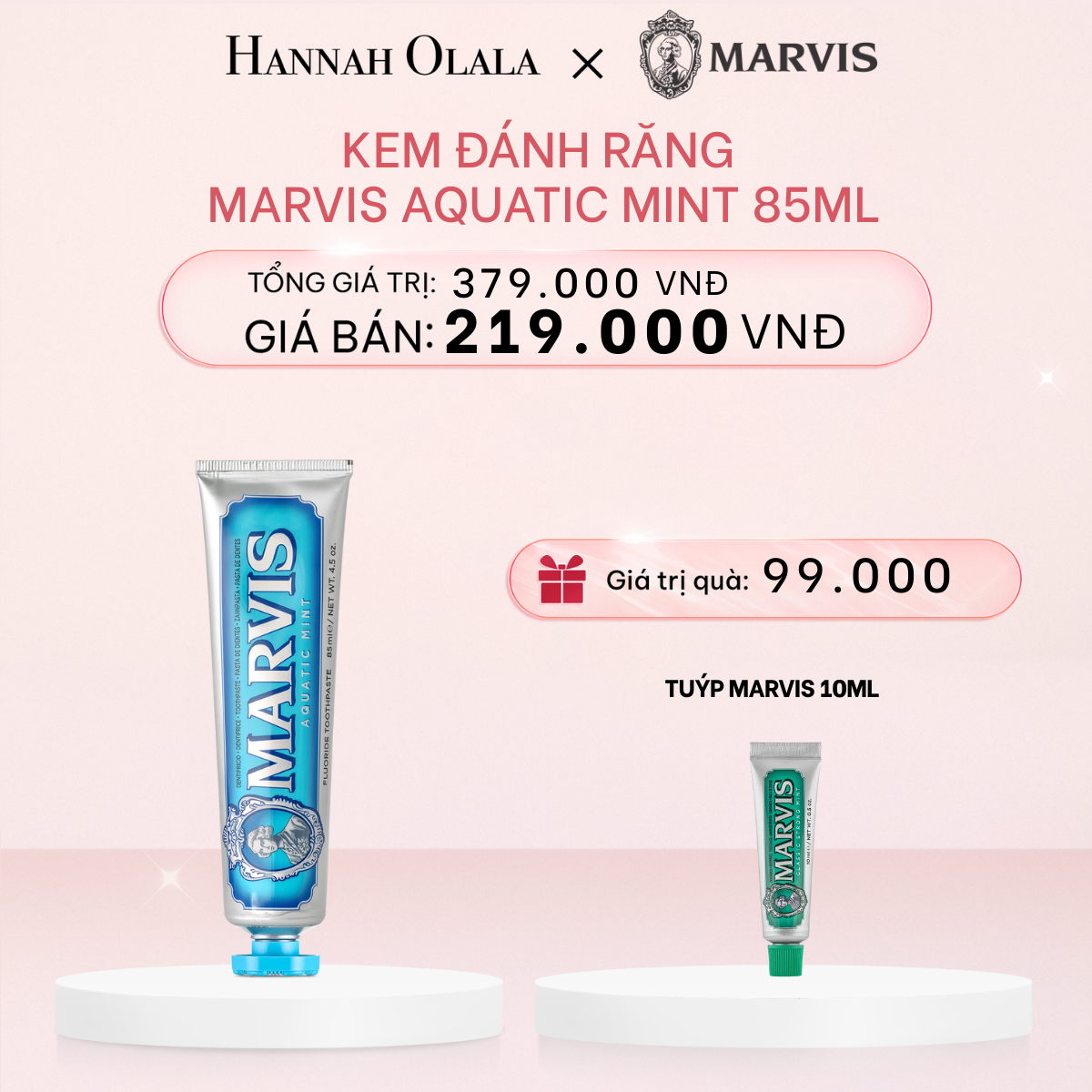  E508_DEAL 3: Kem đánh răng Marvis tuýp Fullsize 75/85ml Trắng răng thơm miệng 
