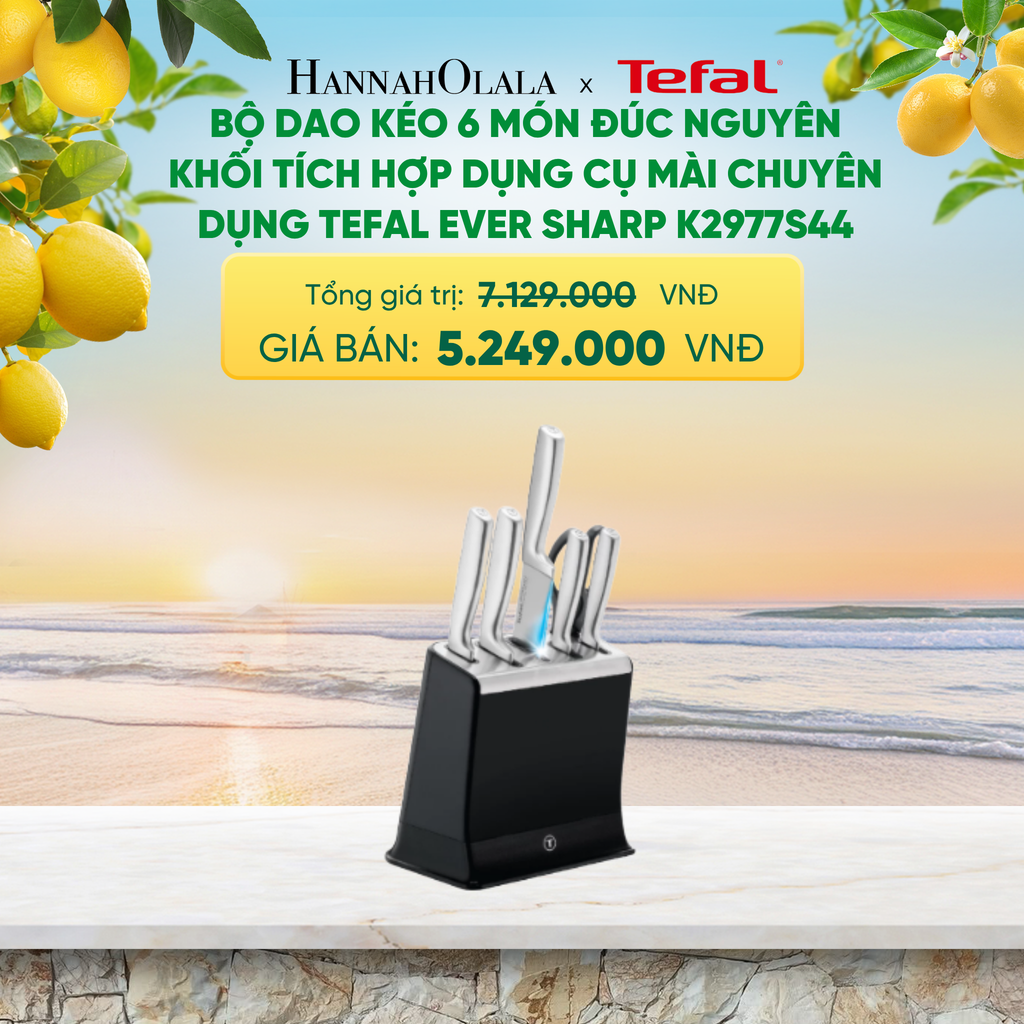  BỘ DAO KÉO 6 MÓN ĐÚC NGUYÊN KHỐI TÍCH HỢP DỤNG CỤ MÀI CHUYÊN DỤNG TEFAL EVER SHARP K2977S44 