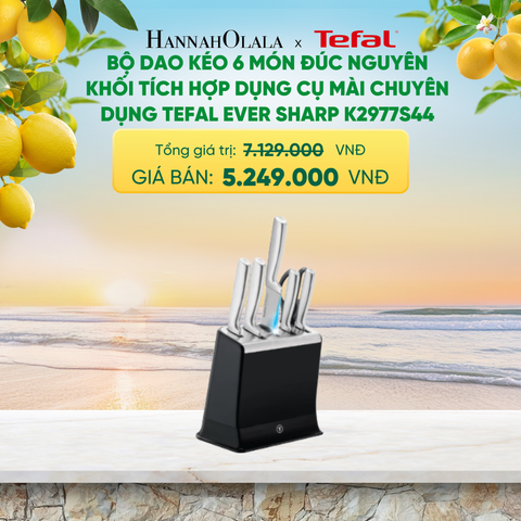  BỘ DAO KÉO 6 MÓN ĐÚC NGUYÊN KHỐI TÍCH HỢP DỤNG CỤ MÀI CHUYÊN DỤNG TEFAL EVER SHARP K2977S44 