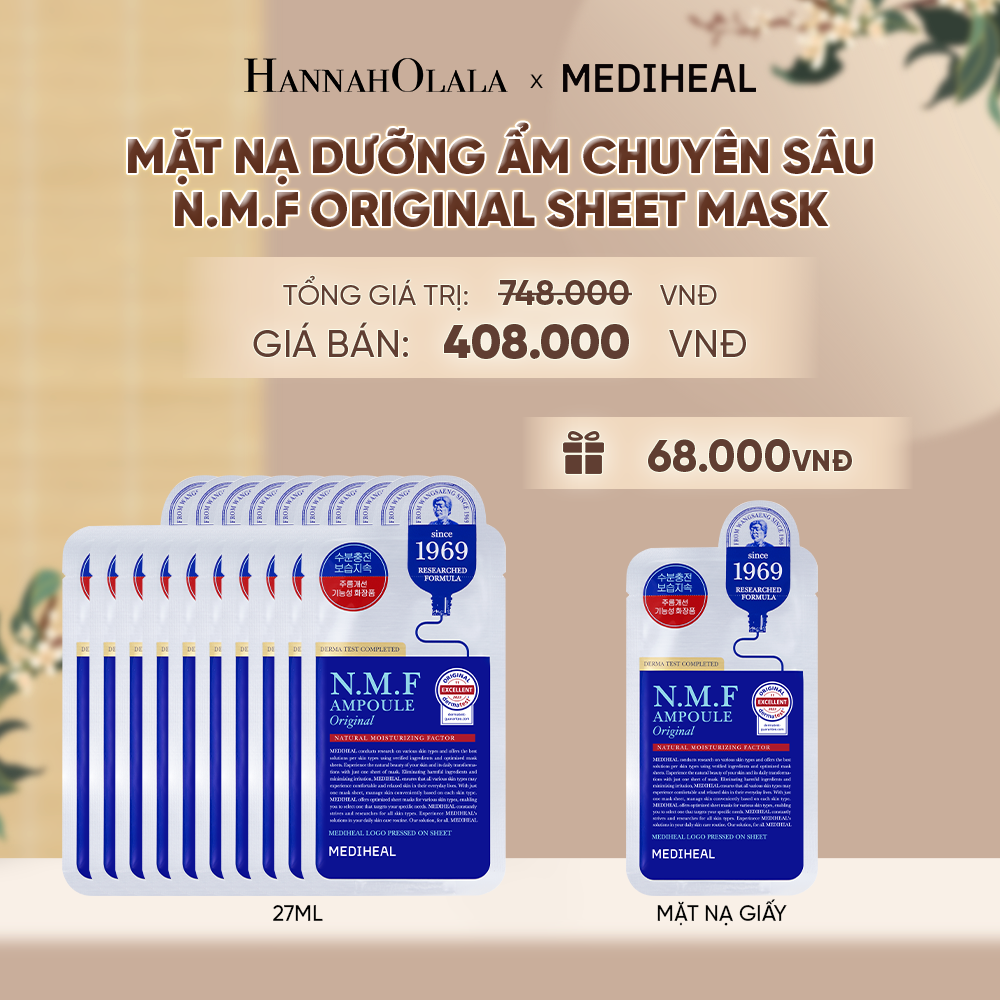  MEDIHEAL MẶT NẠ THE N.M.F AMPOULE MASK ORIGINAL 27ML (COMBO 10 MIẾNG) - A1088 