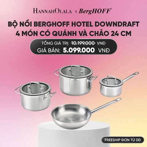  BỘ NỒI BERGHOFF HOTEL DOWNDRAFT 4 MÓN CÓ QUÁNH VÀ CHẢO 24 CM_A2143 