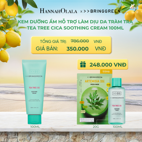  KEM DƯỠNG ẨM HỖ TRỢ LÀM DỊU DA TRÀM TRÀ BRING GREEN TEA TREE CICA SOOTHING CREAM 100ML - A416 