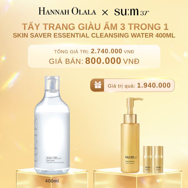 C641_DEAL 35: TẨY TRANG GIÀU ẨM 3 TRONG 1 SU:M37 SKIN SAVER ESSENTIAL CLEANSING WATER 400ML 
