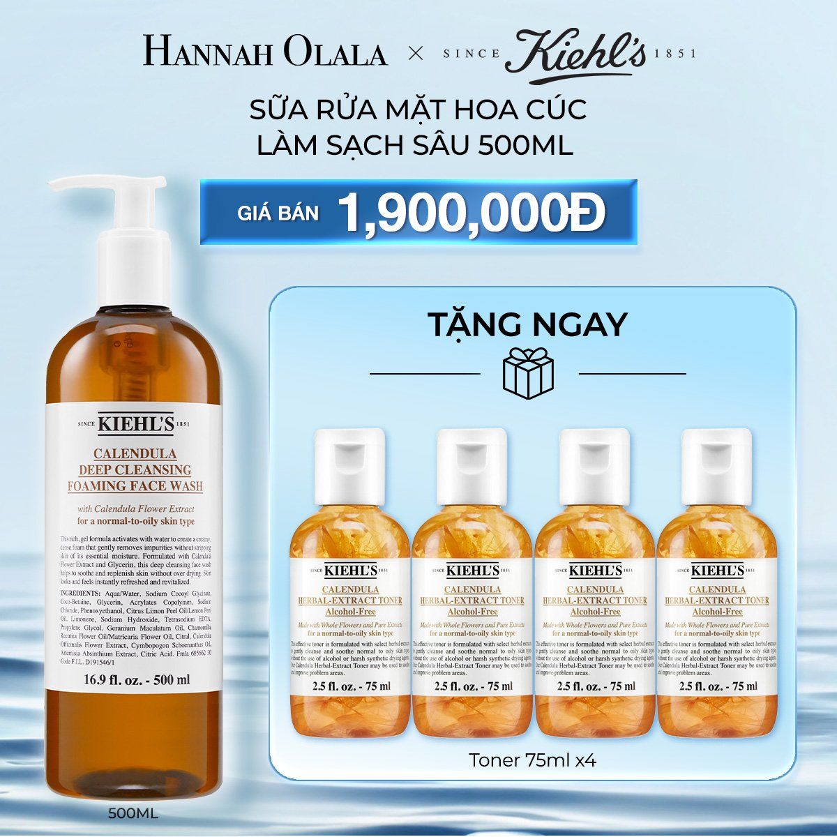  M51_DEAL 12: SỮA RỬA MẶT HOA CÚC KIEHL'S CALENDULA DEEP CLEANSING FOAMING FACE WASH 500ML 