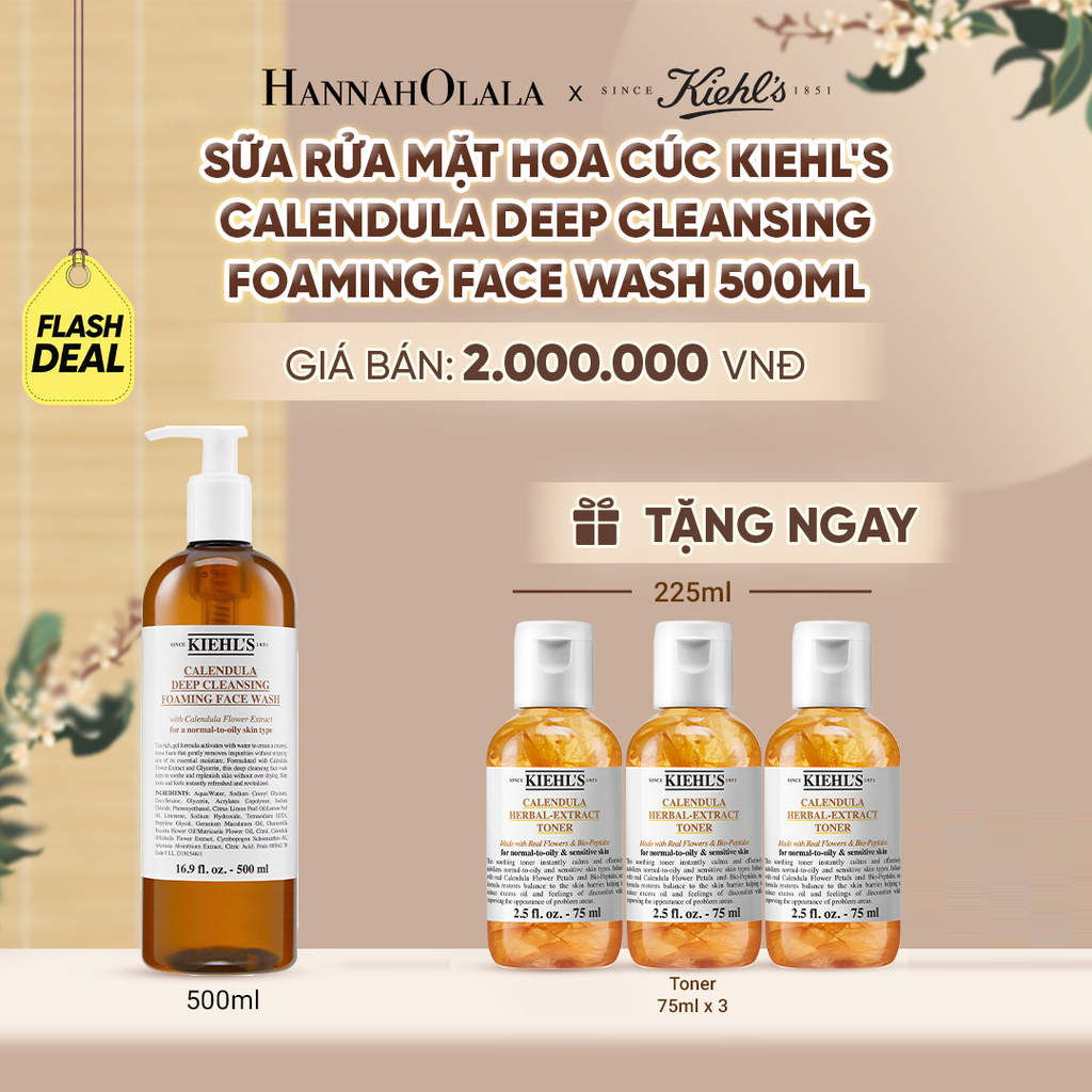 SỮA RỬA MẶT HOA CÚC KIEHL'S CALENDULA DEEP CLEANSING FOAMING FACE WASH 500ML 