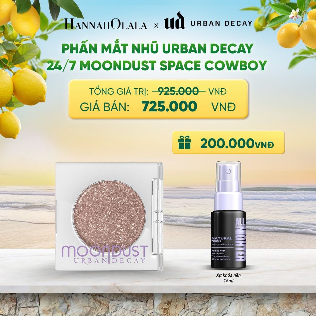  PHẤN MẮT NHŨ URBAN DECAY 24/7 MOONDUST SPACE COWBOY | MÀU VÀNG CHAMPAGNE NHŨ BẠC - HIỆU ỨNG KIM CƯƠNG SIÊU LẤP LÁNH 