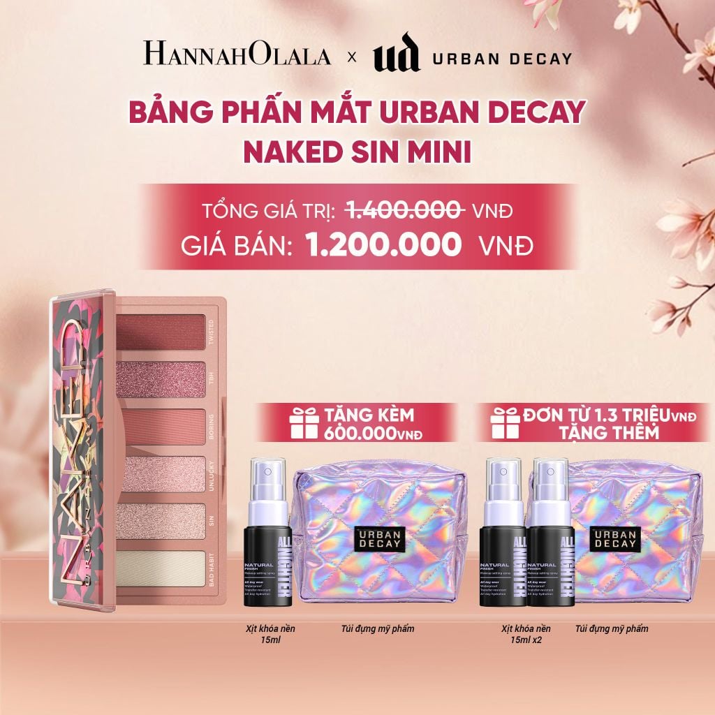  BẢNG PHẤN MẮT URBAN DECAY NAKED SIN MINI 6 TÔNG MÀU HỒNG ĐẤT - THUẦN CHAY, BỀN MÀU 12H - A2160 