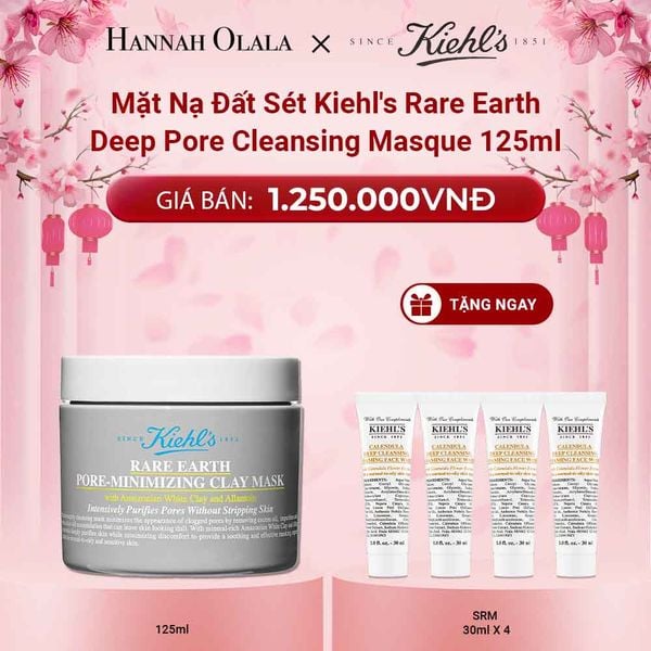  A1208_DEAL 2: MẶT NẠ ĐẤT SÉT GIẢM DẦU & THU NHỎ LỖ CHÂN LÔNG KIEHL'S RARE EARTH DEEP PORE CLEANSING MASQUE 125ML (MỚI) 