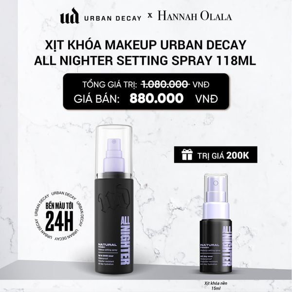  XỊT KHÓA MAKEUP URBAN DECAY ALL NIGHTER SETTING SPRAY HIỆU ỨNG TỰ NHIÊN 