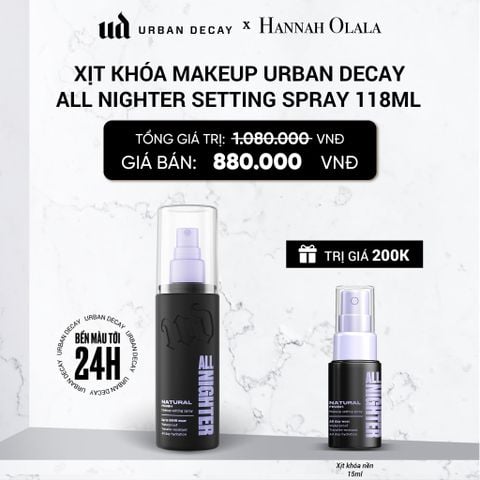  XỊT KHÓA MAKEUP URBAN DECAY ALL NIGHTER SETTING SPRAY HIỆU ỨNG TỰ NHIÊN 