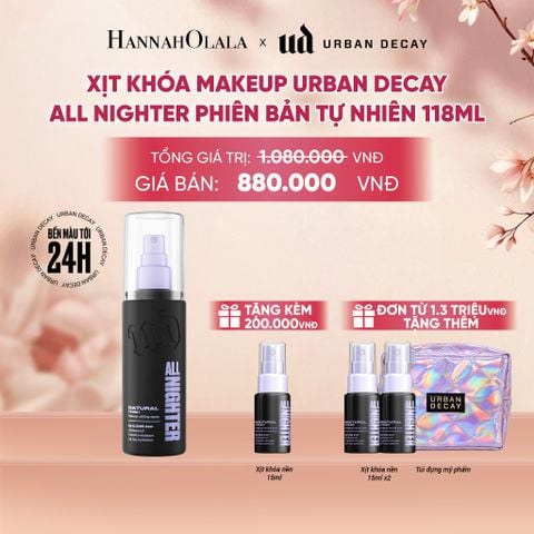  XỊT KHÓA MAKEUP URBAN DECAY ALL NIGHTER SETTING SPRAY 118ML HIỆU ỨNG TỰ NHIÊN - 24H KHÓA CHẶT MAKEUP, KHÁNG NƯỚC VÀ MỒ HÔI - A442 