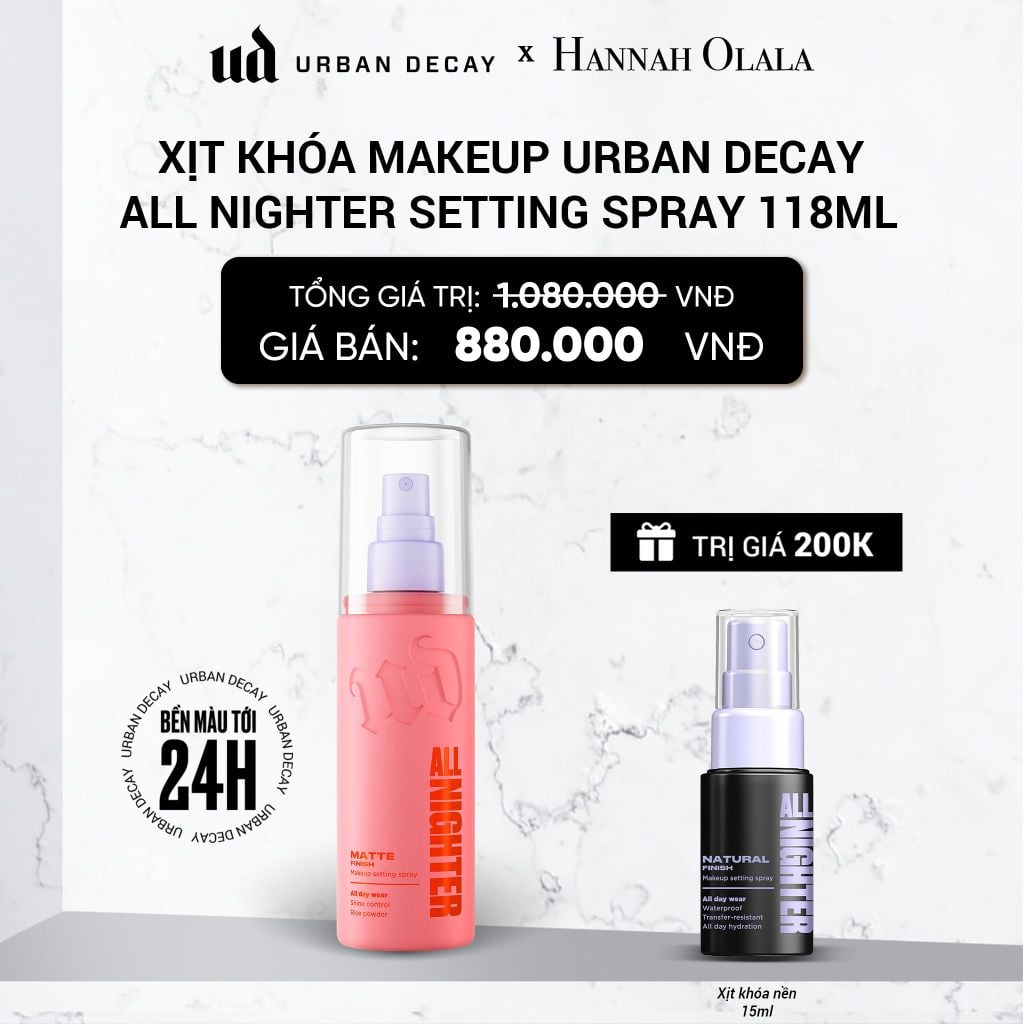  XỊT KHÓA MAKEUP URBAN DECAY ALL NIGHTER SETTING SPRAY HIỆU ỨNG MỊN LÌ 