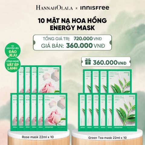  BỘ 10 MẶT NẠ GIẤY DƯỠNG DA HÀN QUỐC INNISFREE ROSE ENERGY MASK 22ML - A1618 