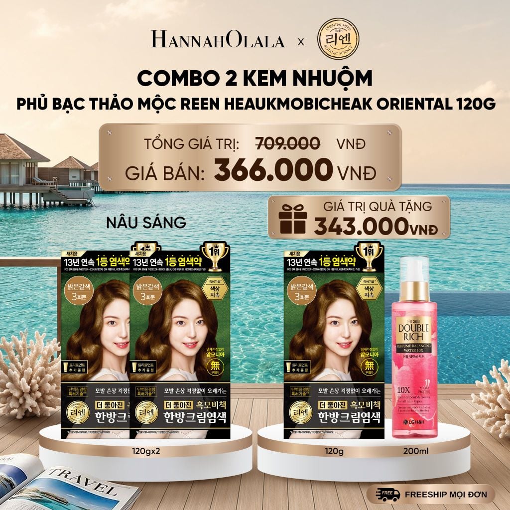 COMBO 2 KEM NHUỘM TÓC PHỦ BẠC THẢO MỘC REEN HEAUKMOBICHEAK CREAM 120G _ DEAL 38_ D1279 