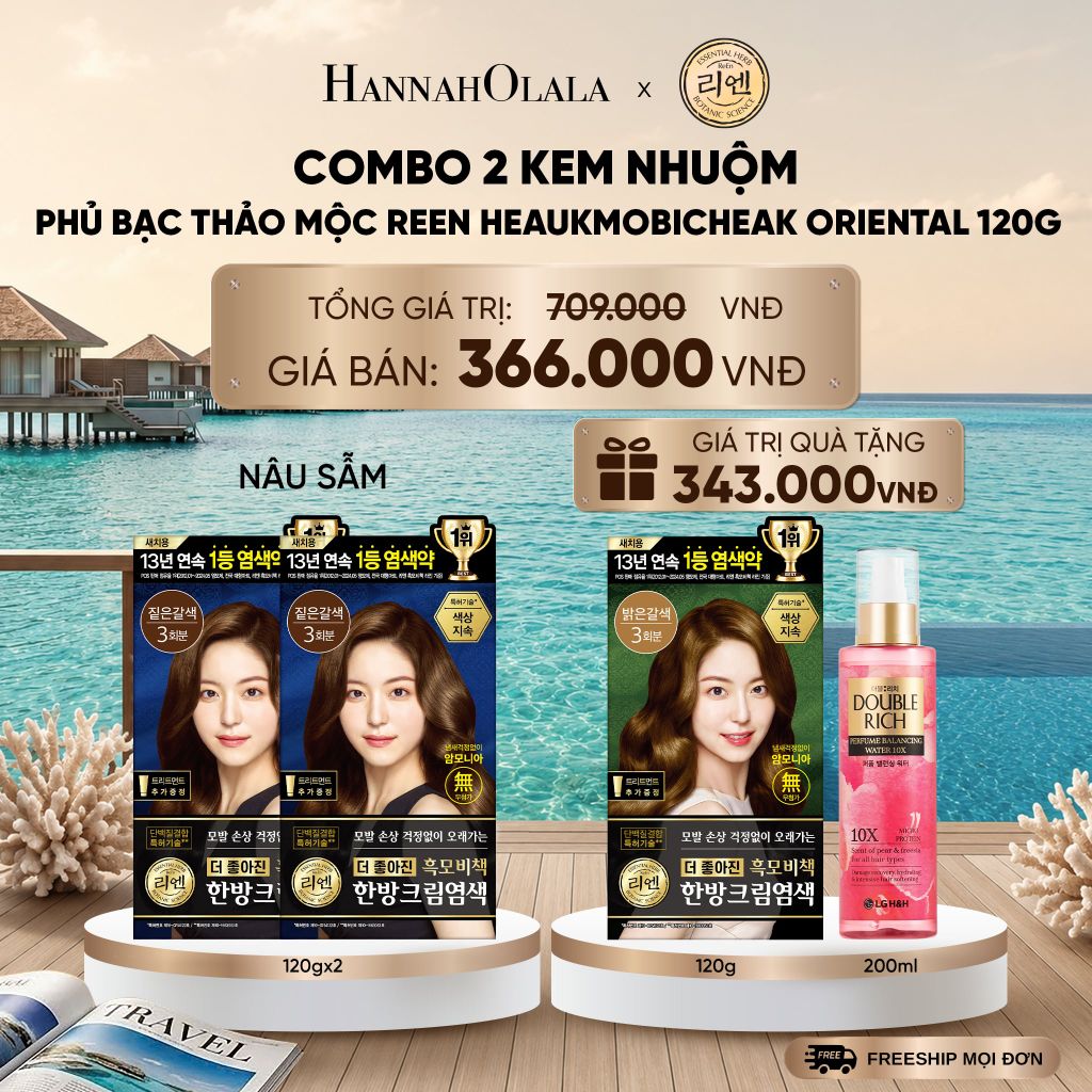  COMBO 2 KEM NHUỘM TÓC PHỦ BẠC THẢO MỘC REEN HEAUKMOBICHEAK CREAM 120G _ DEAL 38_ D1279 