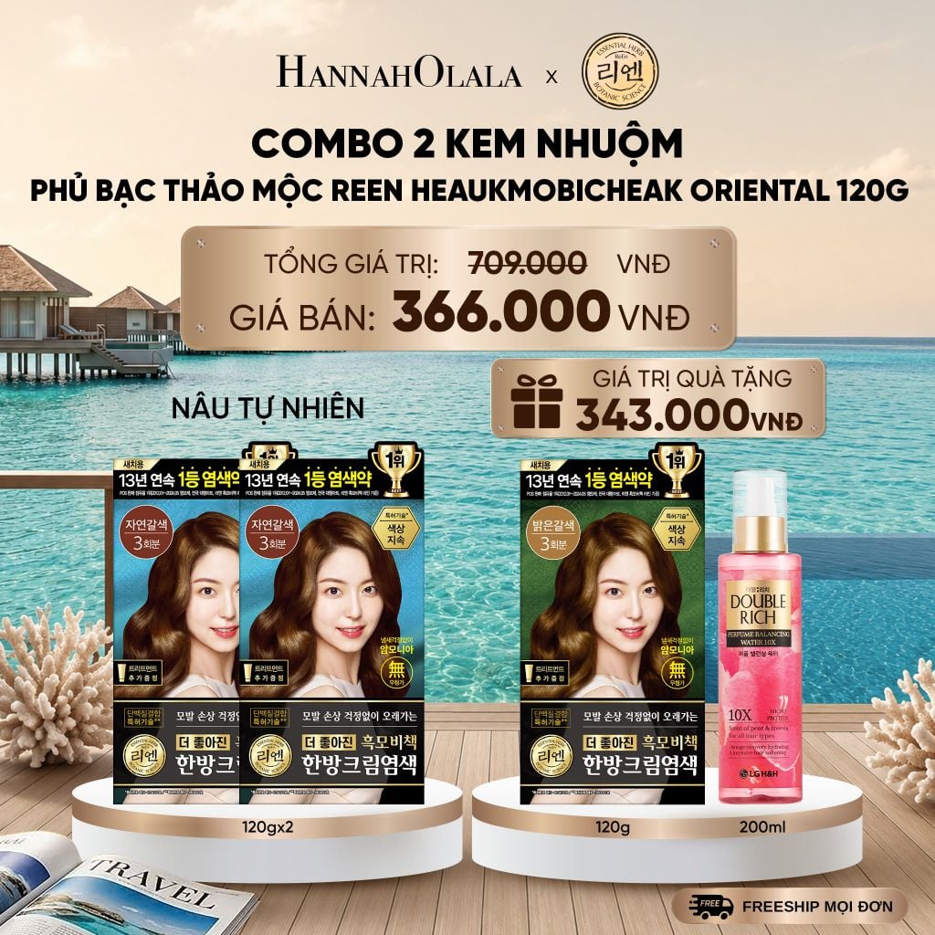  COMBO 2 KEM NHUỘM TÓC PHỦ BẠC THẢO MỘC REEN HEAUKMOBICHEAK CREAM 120G _ DEAL 38_ D1279 