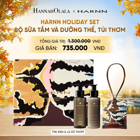  HARNN HOLIDAY SET - BỘ SỮA TẮM VÀ DƯỠNG THỂ, TÚI THƠM (100MLx2, 30G) HƯƠNG THIÊN NHIÊN [Date: 10/2027] - E215 