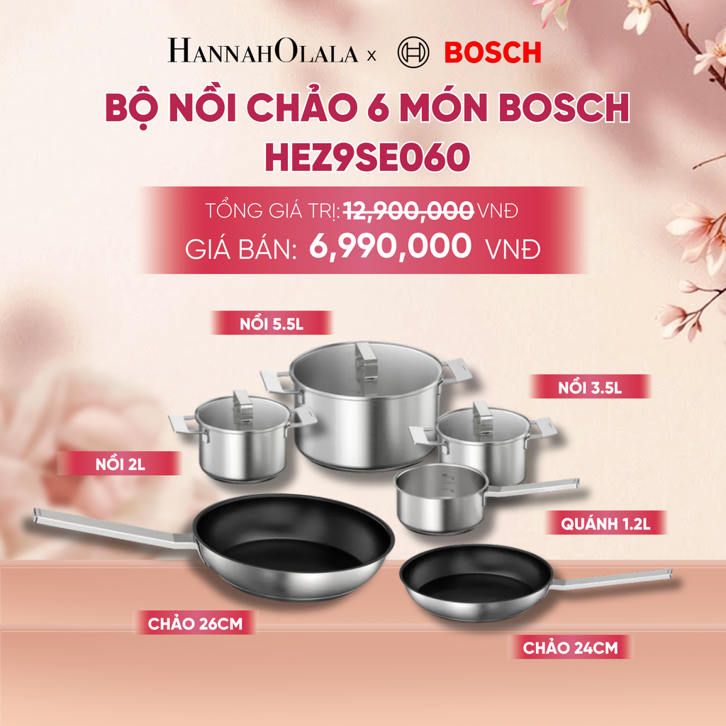  BỘ NỒI CHẢO 6 MÓN BOSCH HEZ9SE060 - A1544 